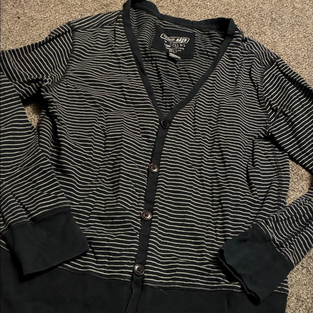 Urban Pipeline Black and White Striped Cardigan